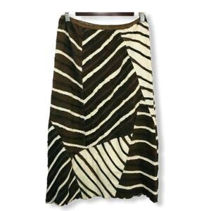 Solstice Skirt Boho Patchwork Brown Ivory Stretch Size M